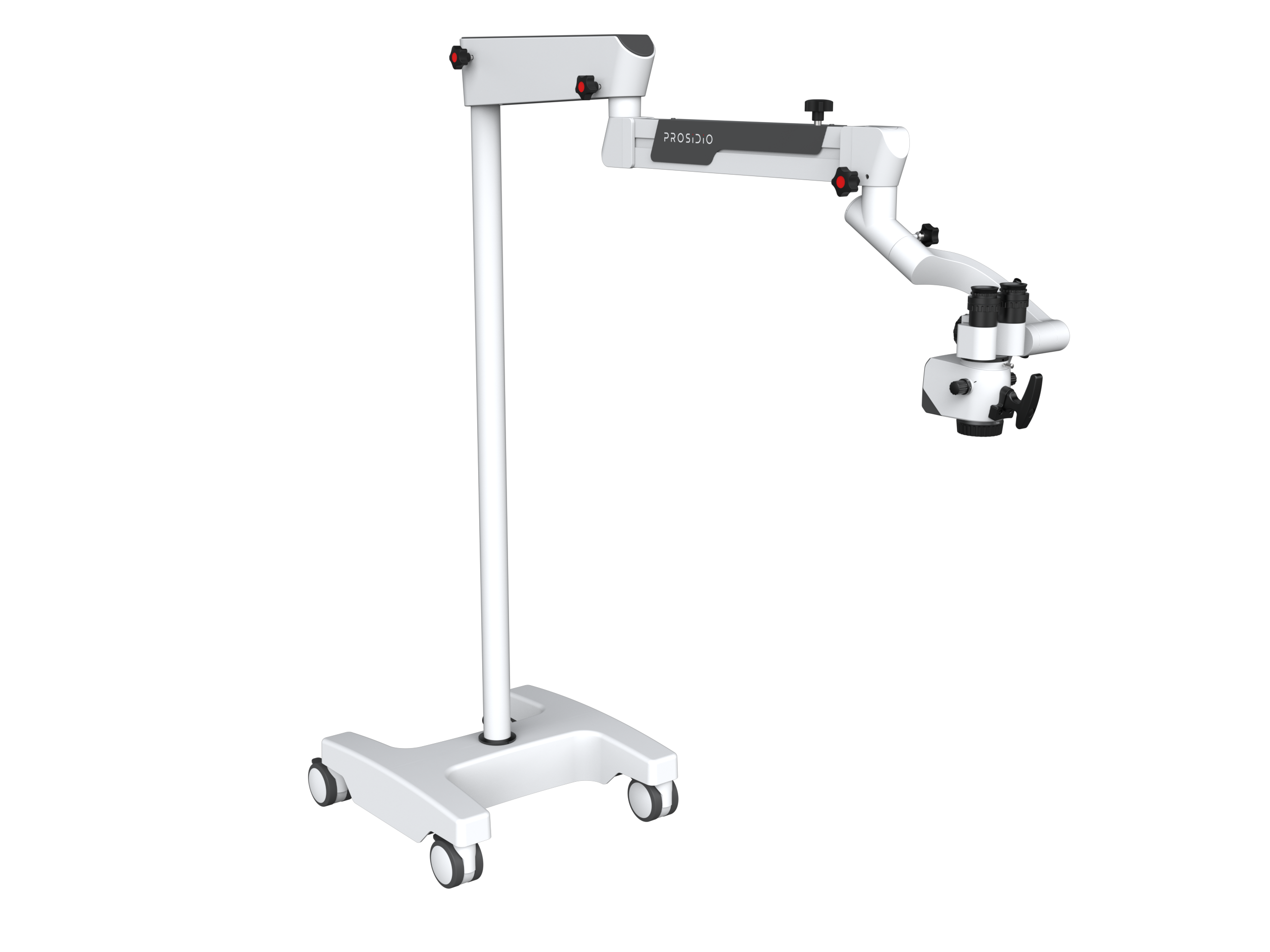 Model 1 White, 120 arm, straight binoculars, t-handle